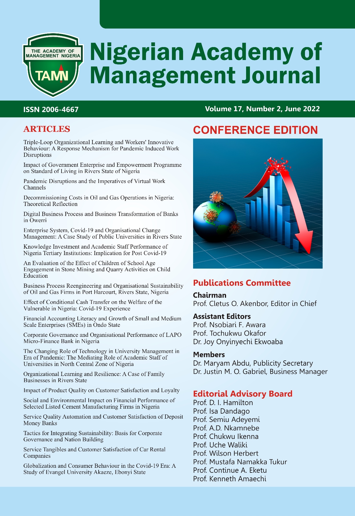 					View Vol. 17 No. 2 (2022): Nigerian Academy of Management Journal (NAMJ)
				